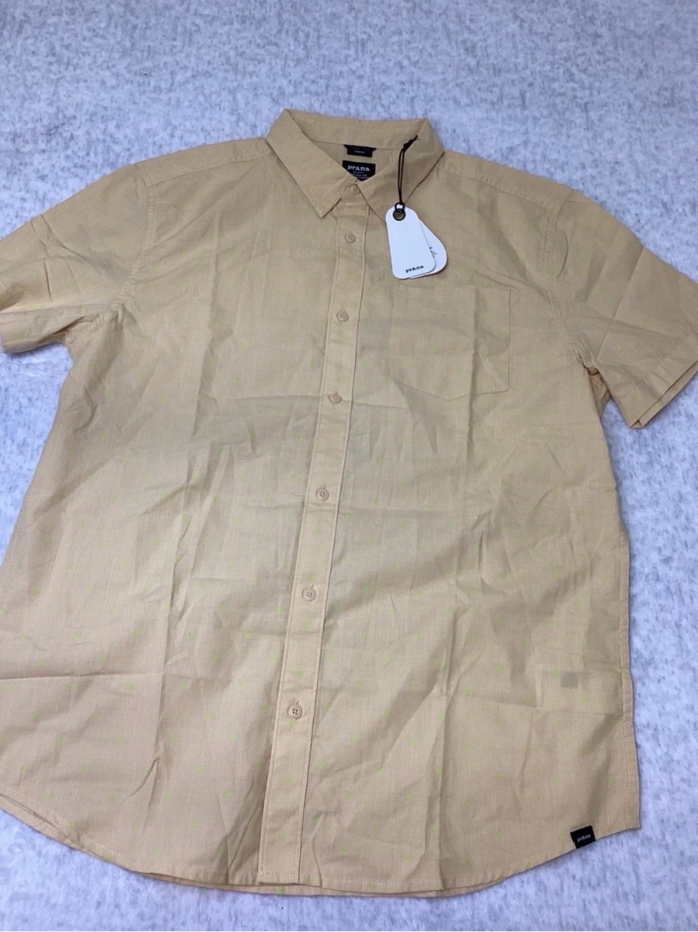 Prana Tinline Shirt Mens Large Slim Fit Sun Kissed Spiral Short Sleeve